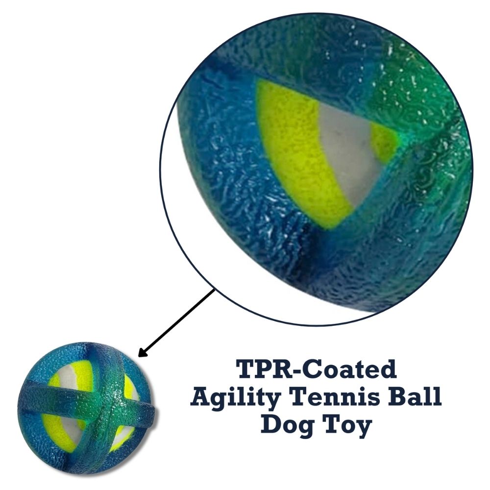 TPR-Coated Agility Tennis Ball Dog Toy, Small & Large Sizes
