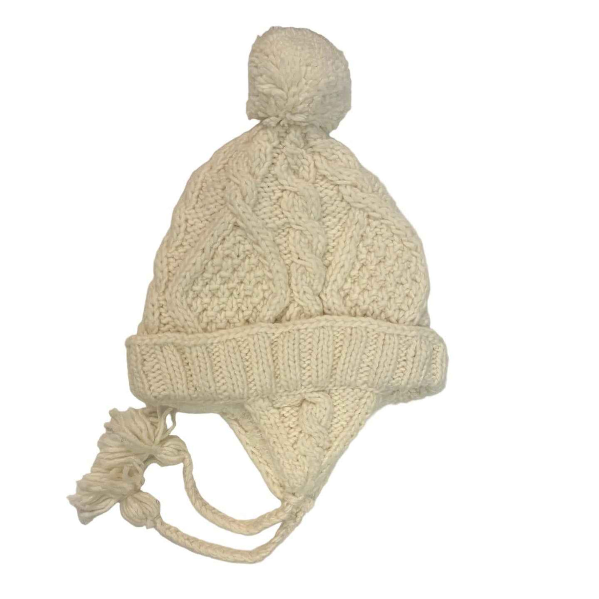 Hand Knit Wool Natural Cable Hat