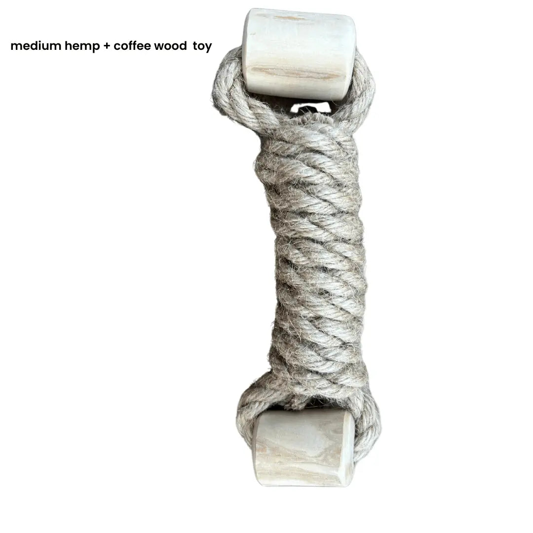 hemp rope + coffee wood toy rōmng