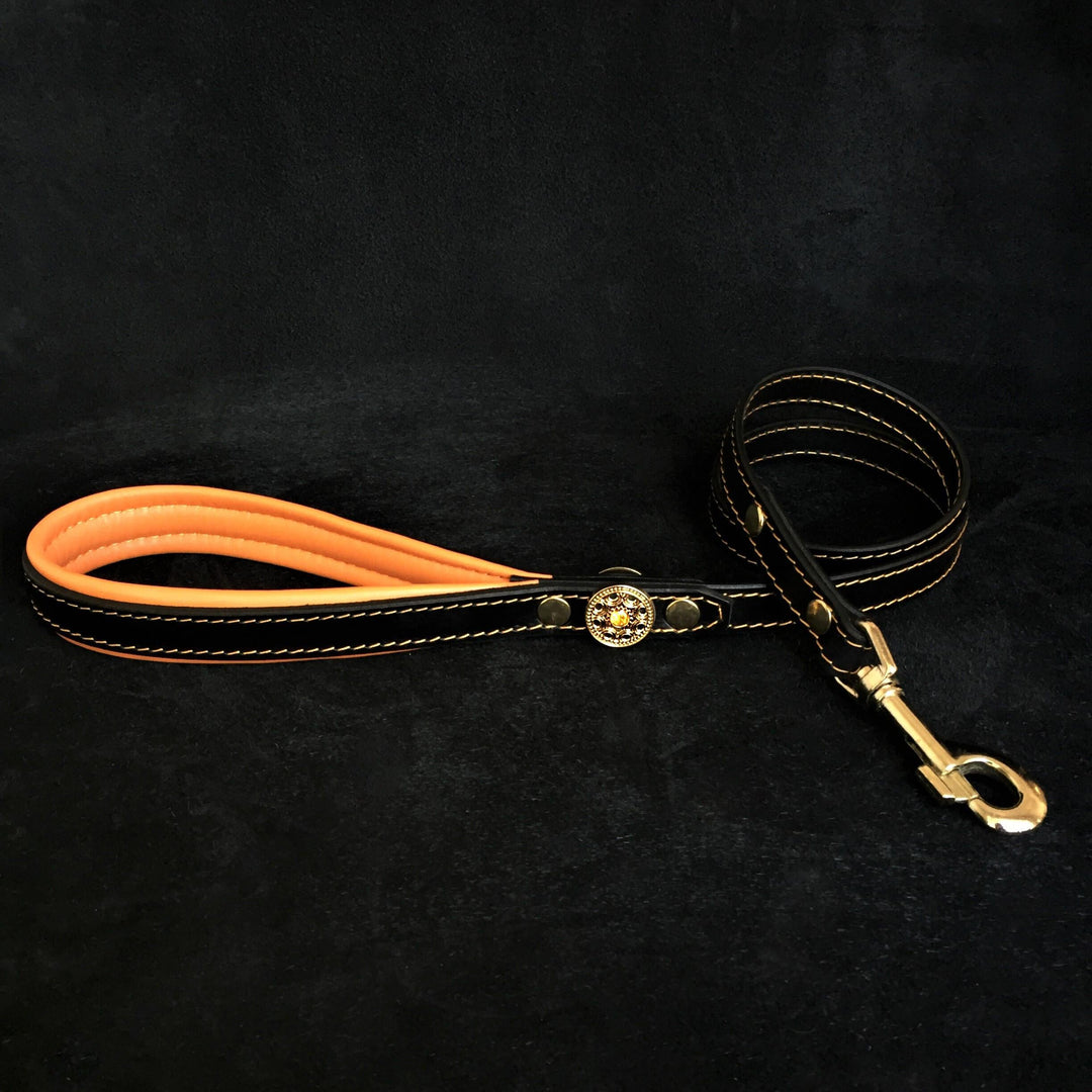 Bestia Bijou Leather Dog Collar – Orange