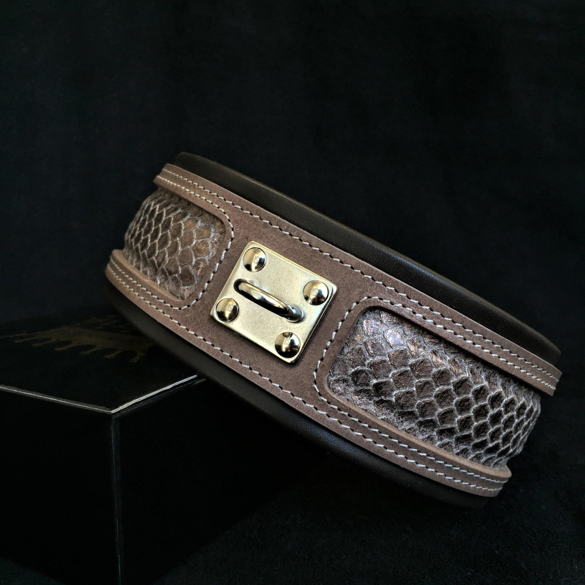 Bestia Python Leather Dog Collar