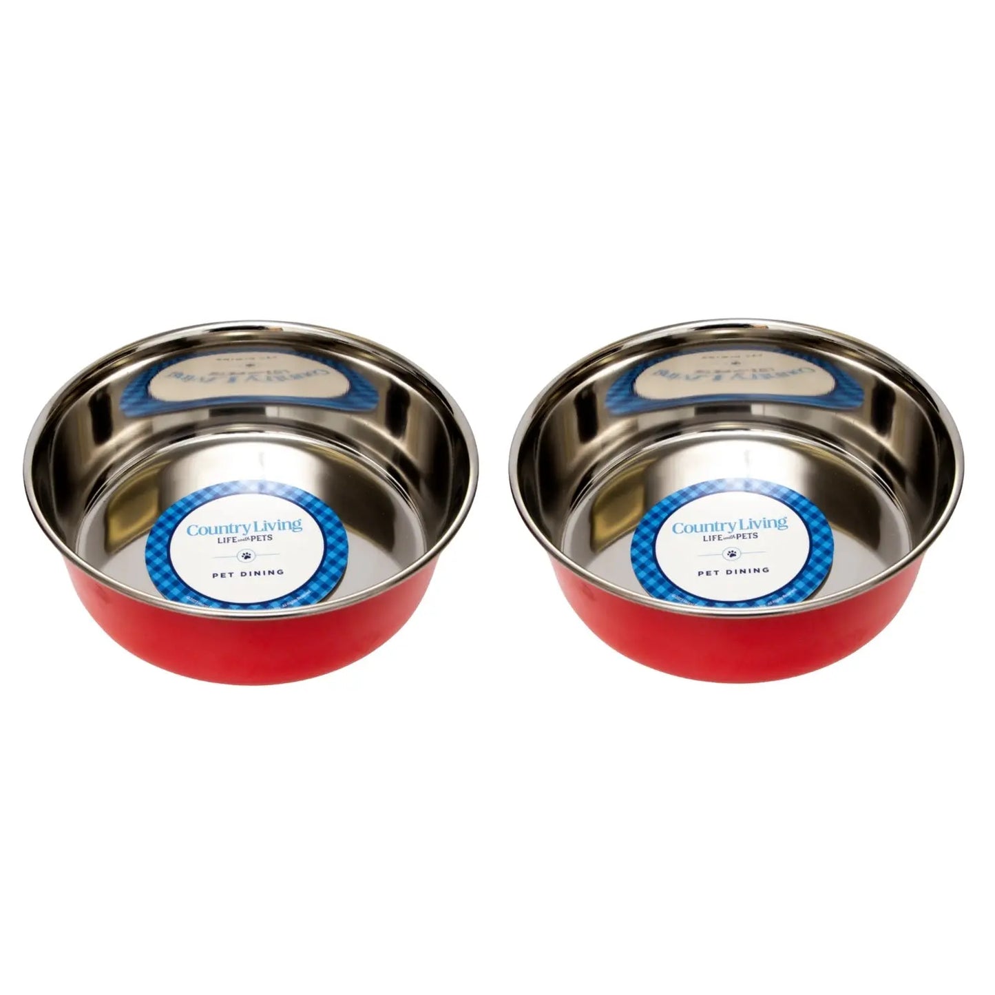 Country Living Set of 2 Heavy Gauge Stainless Steel Dog Bowls - Perfect for Food & Water American Pet Supplies