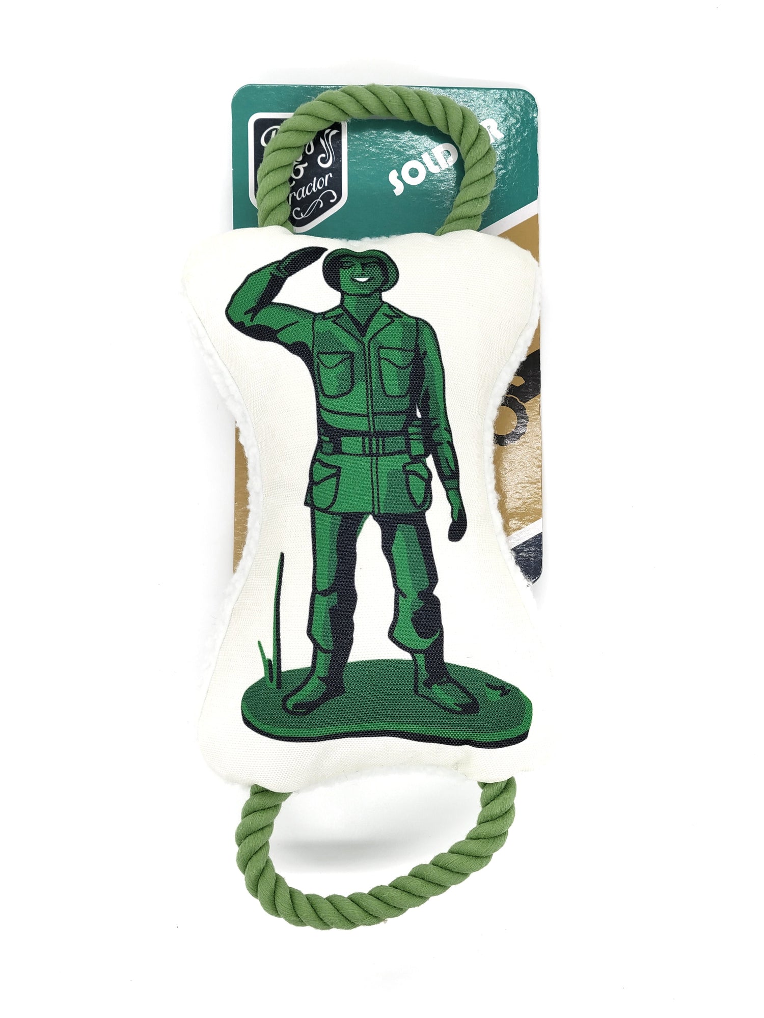 Country Living Retro Soldier Plush Dog Toy with Squeaker & Rope