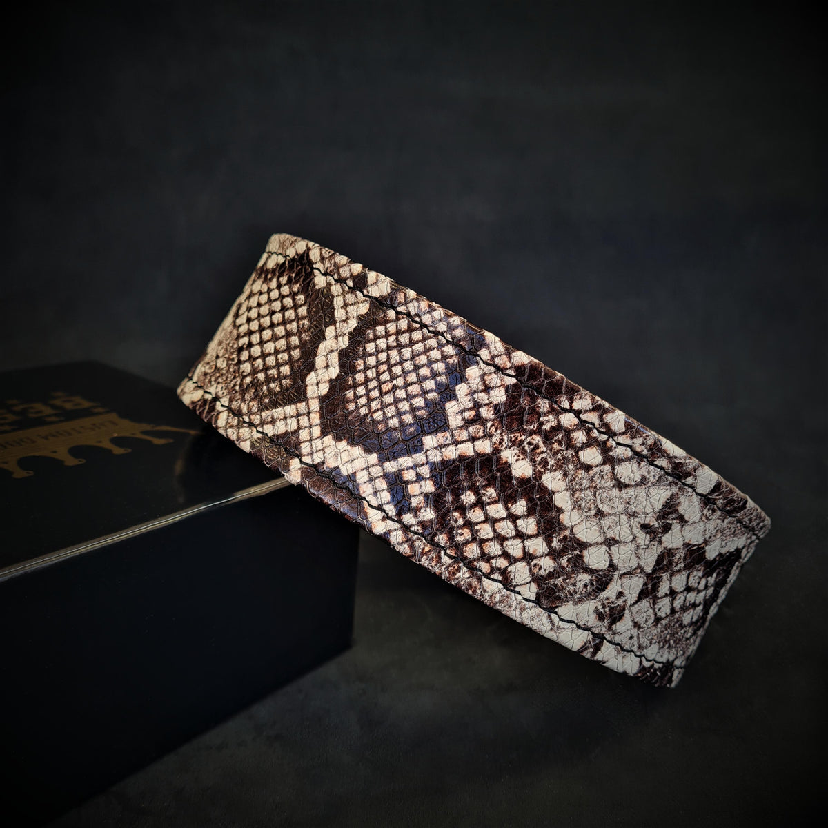 Bestia Rock Python Leather Dog Collar