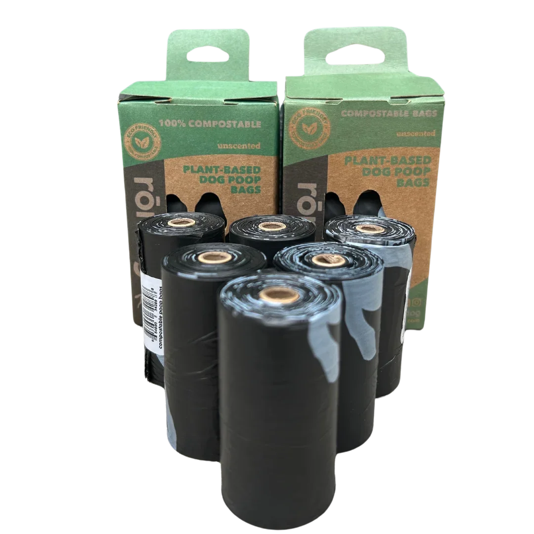 compostable plant-based dog poop bags by rōmng