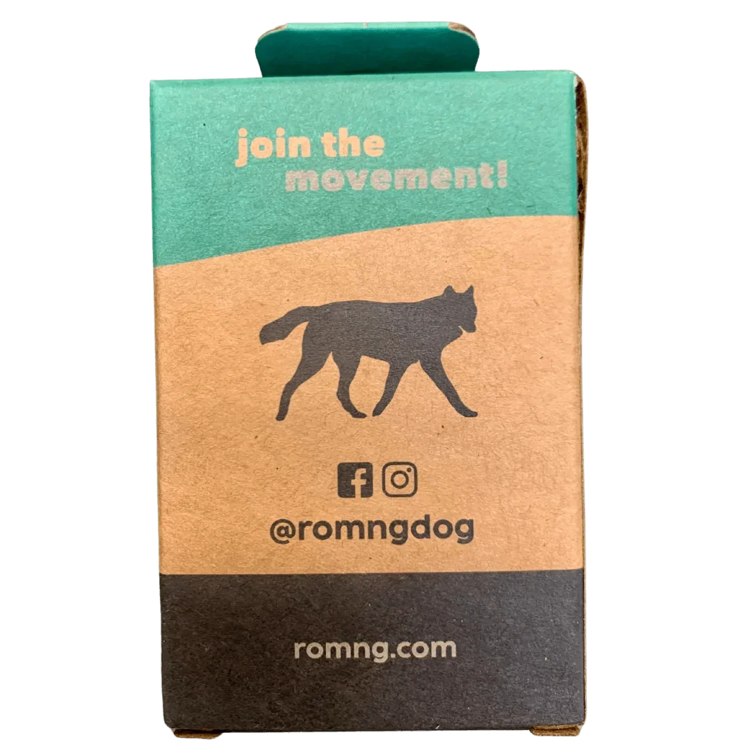 compostable plant-based dog poop bags + bamboo dispenser by rōmng