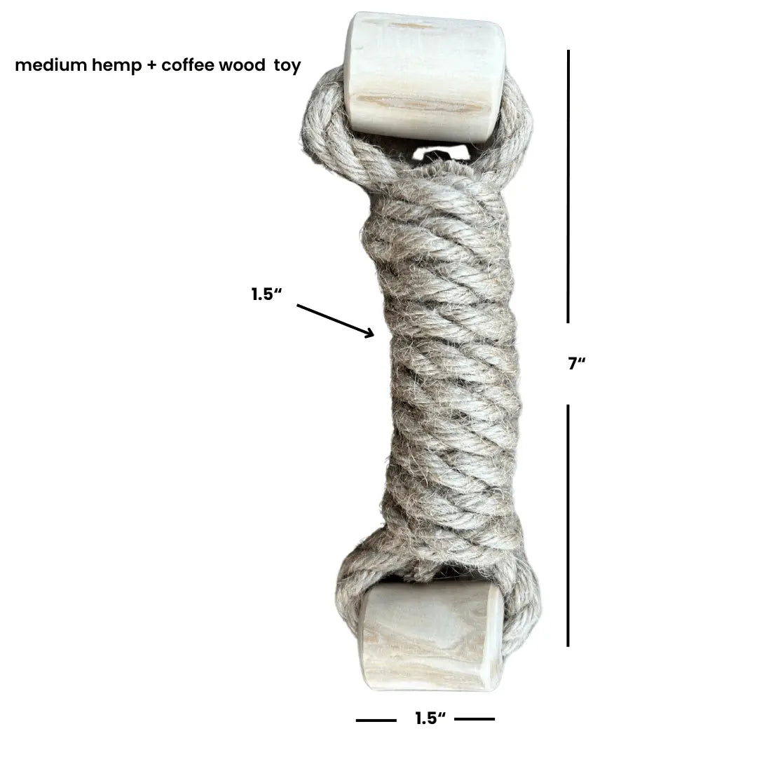 hemp rope + coffee wood toy rōmng