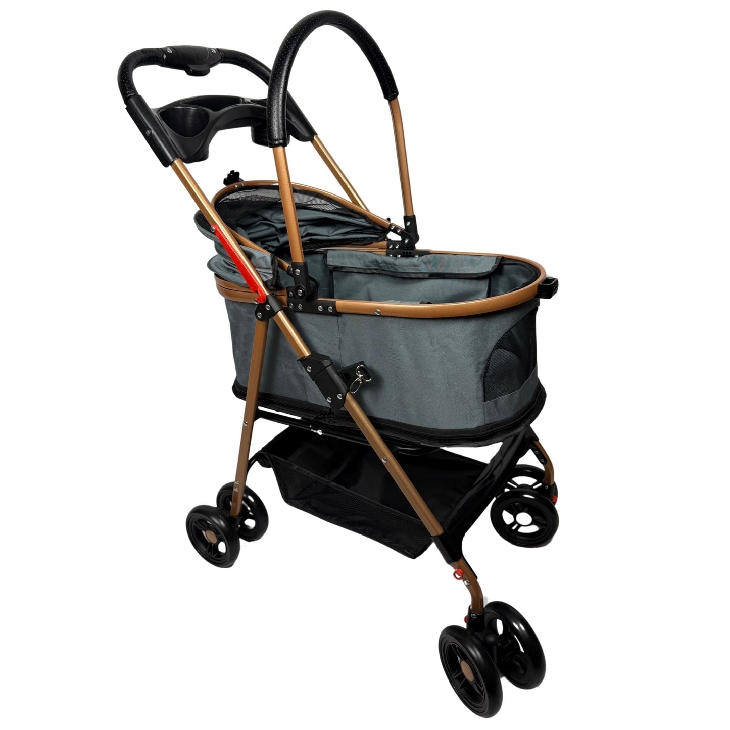 Luxury Pet Stroller for Small & Medium Dogs with Individual Basket Whisker Bark