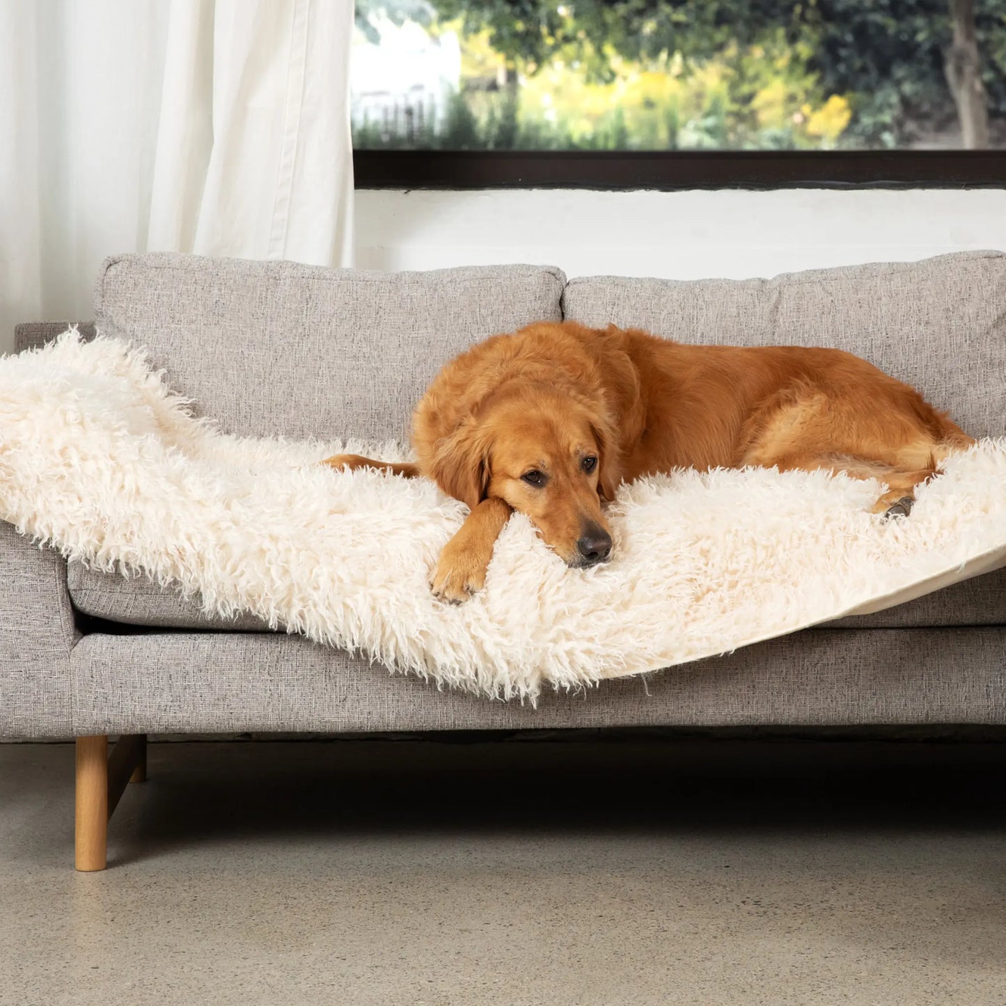 PupProtector™ Luxe Waterproof Bed Runner - Plush Sheep Ivory Paw.com