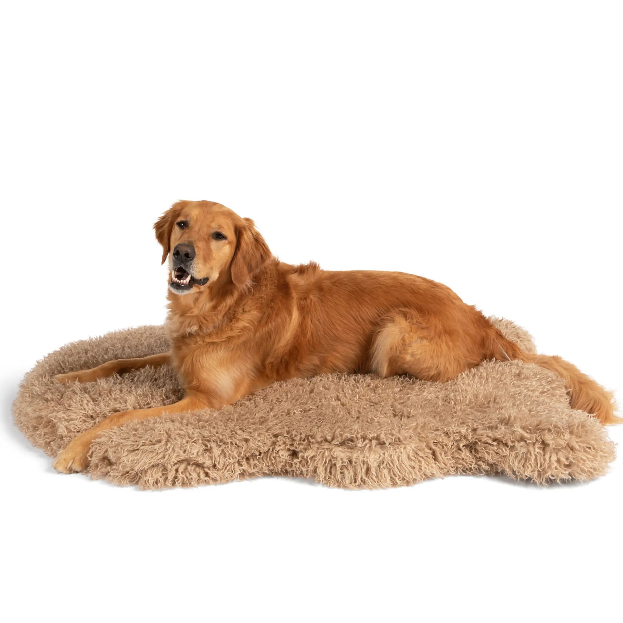 PupRug® Luxe Faux Fur Orthopedic Dog Bed - Plush Sheep Tan Paw.com