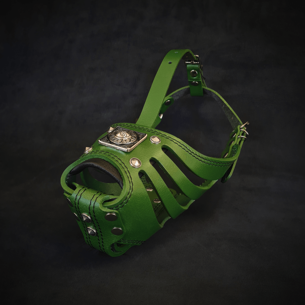 Bestia Eros Leather Basket Muzzle – Green