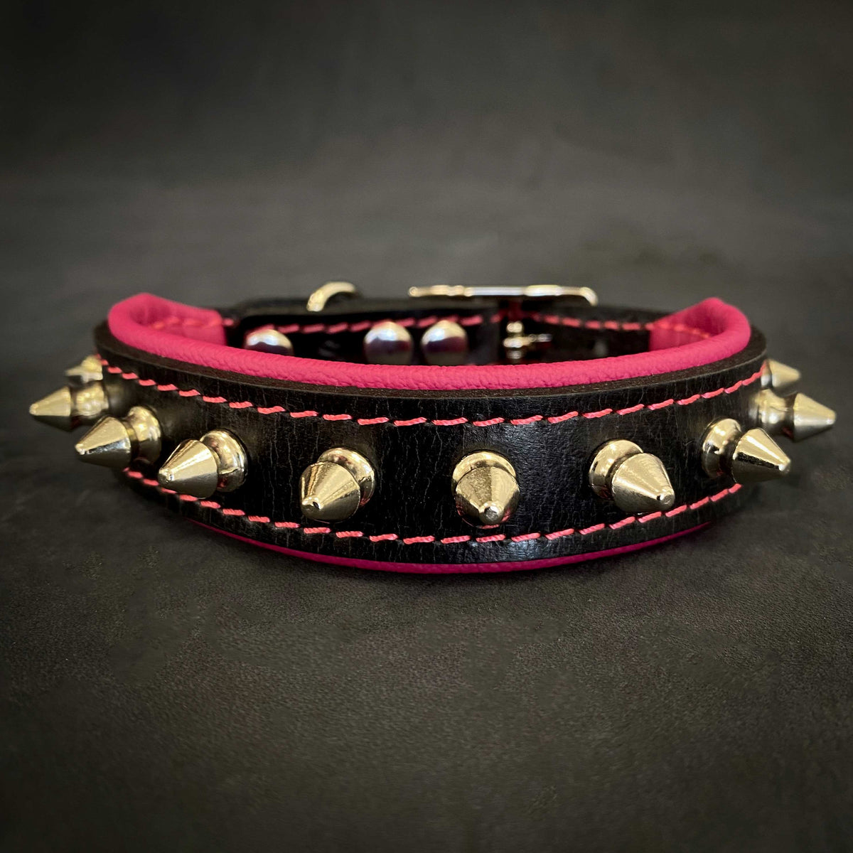Bestia Spiky Leather Dog Collar