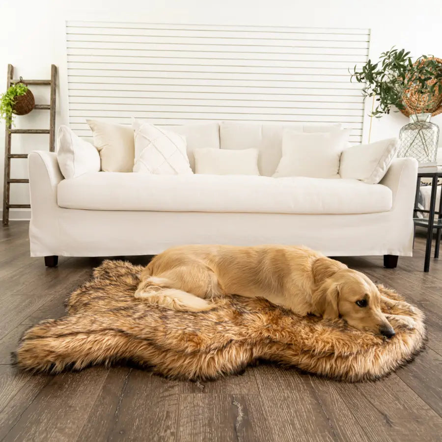 PupRug by Paw.com™ Faux Fur Orthopedic Dog Bed - Curve Sable Tan Paw.com