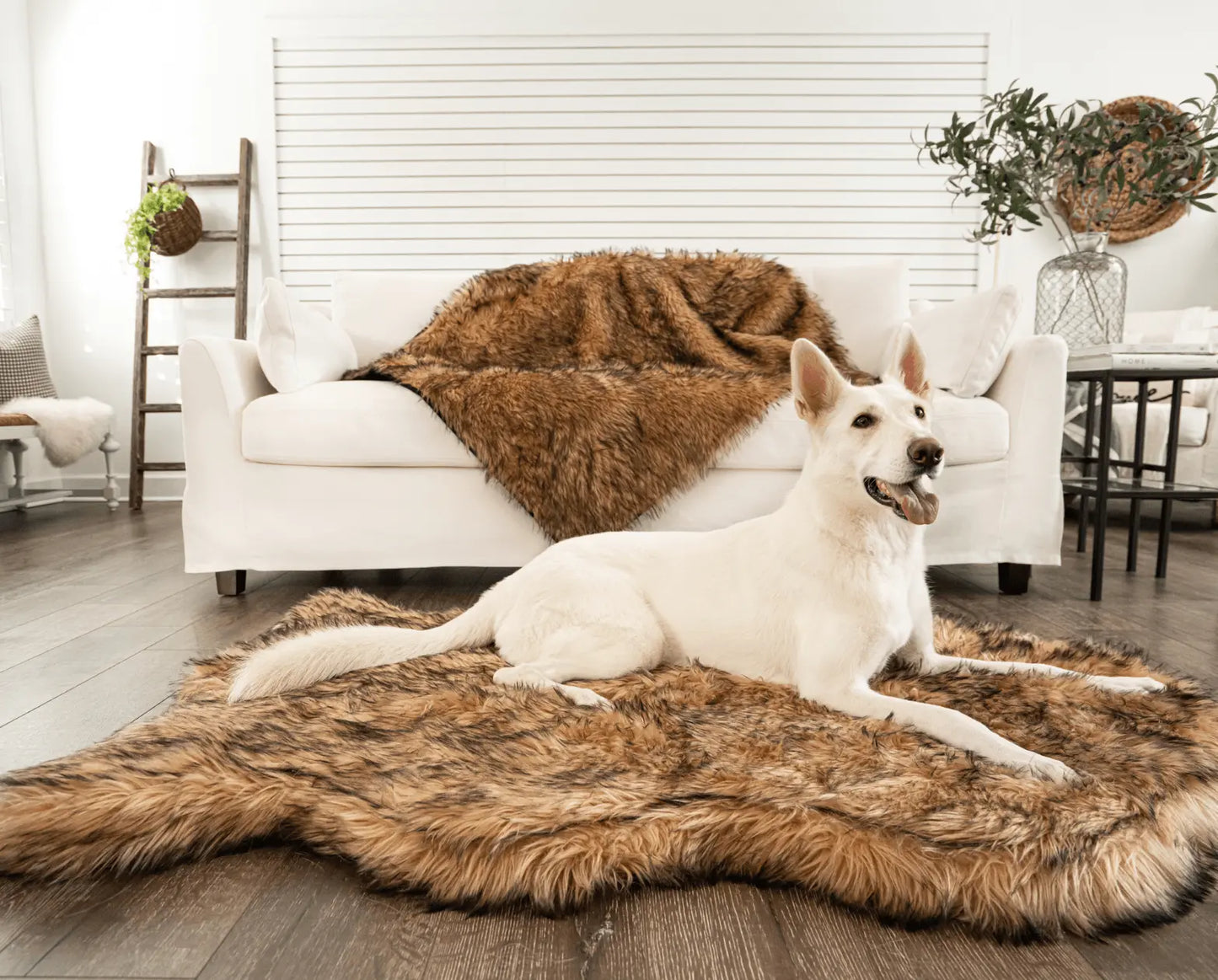 PupRug by Paw.com™ Faux Fur Orthopedic Dog Bed - Curve Sable Tan Paw.com