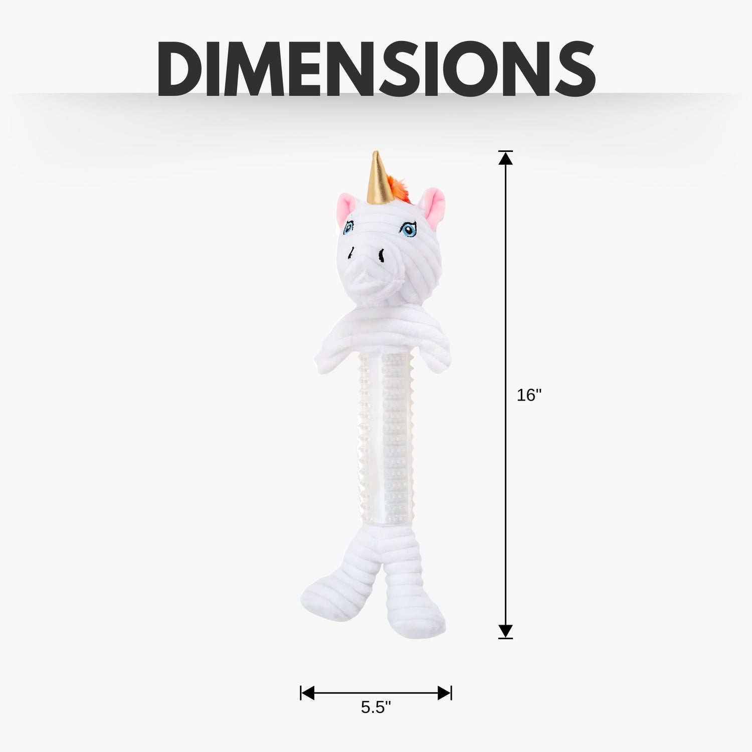 Country Living Thermoplastic Rubber Skinny Unicorn Corduroy Plush Dog Toy – with Squeaker & Crinkle Paper