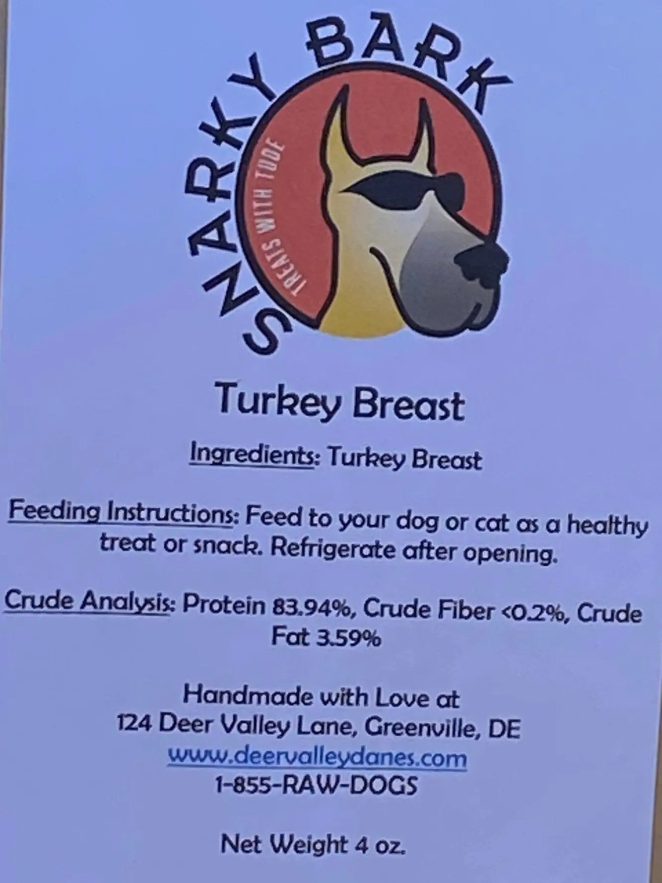 Snarky Bark Turkey Breast Jerky - K9 Outdoors