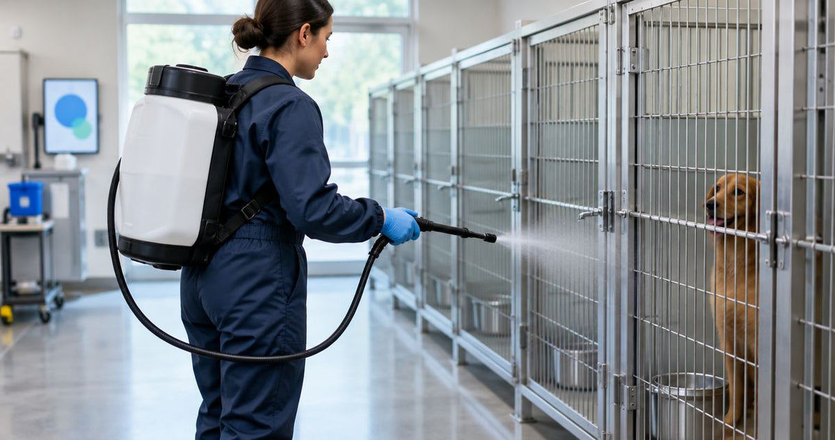 Kennel disinfecting workflow: how to use a Pro-X sprayer system