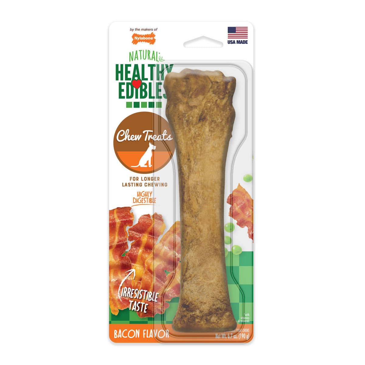 Nylabone Holiday Healthy Edibles Bacon Dog Treat