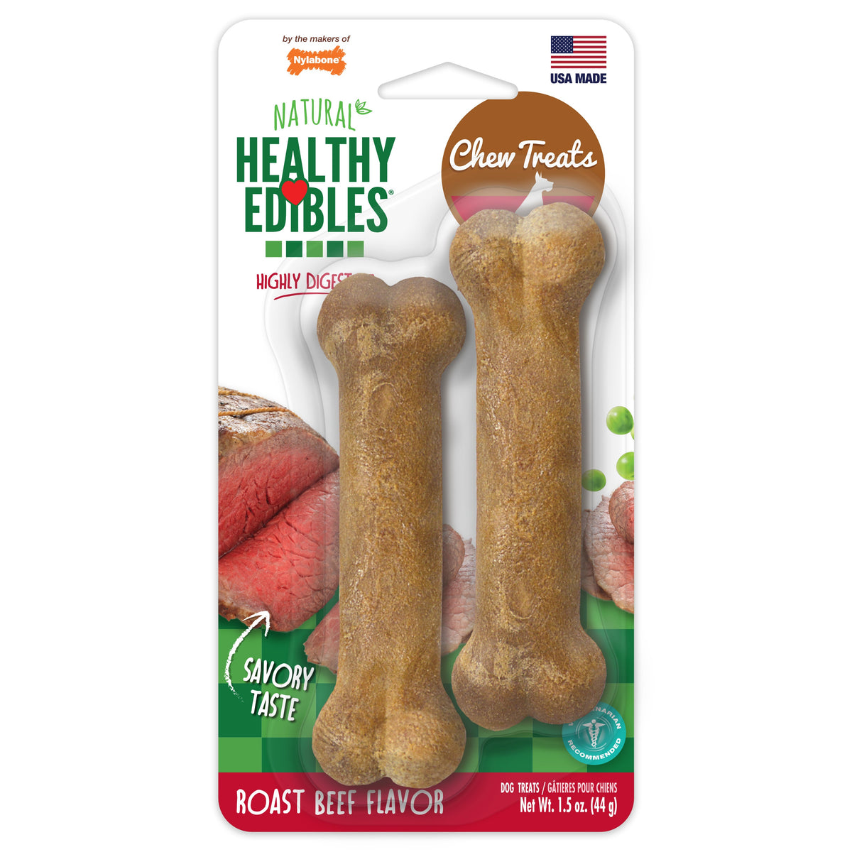 Nylabone Healthy Edibles Roast Beef Petite 2pk