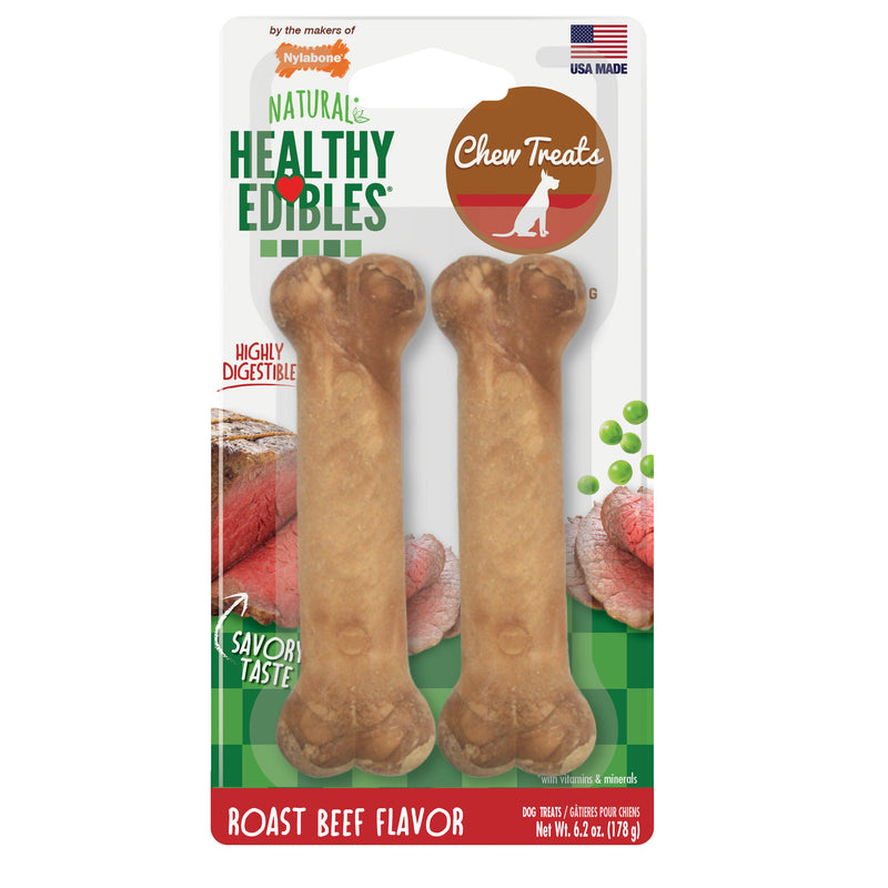 Nylabone Healthy Edibles Longer Lasting Roast Beef Wolf 2pk