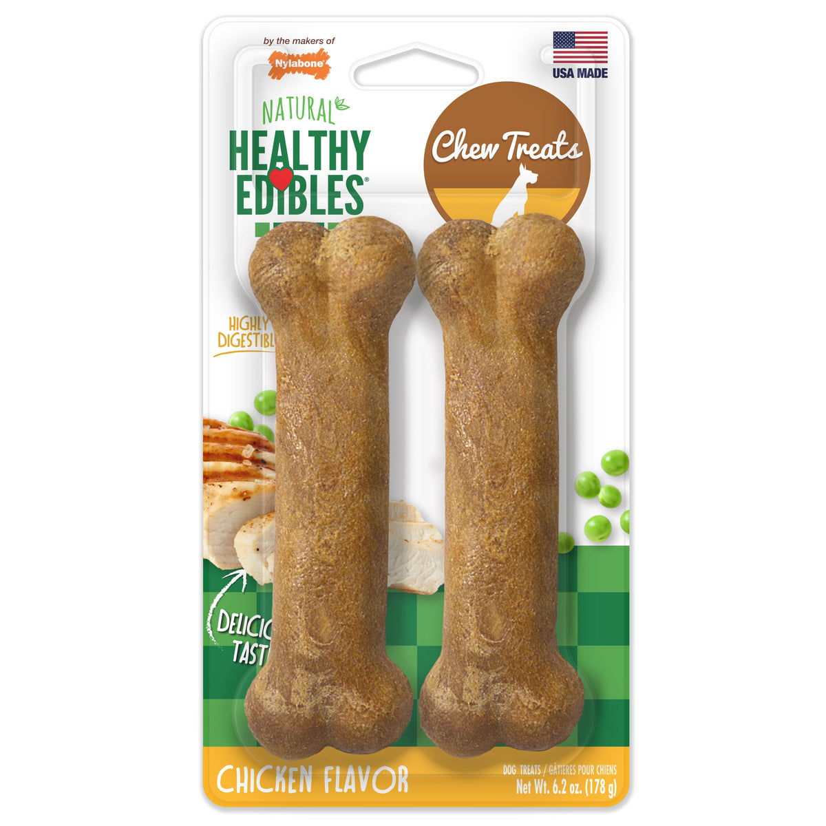 Nylabone Healthy Edibles Longer Lasting Chicken Wolf 2pk