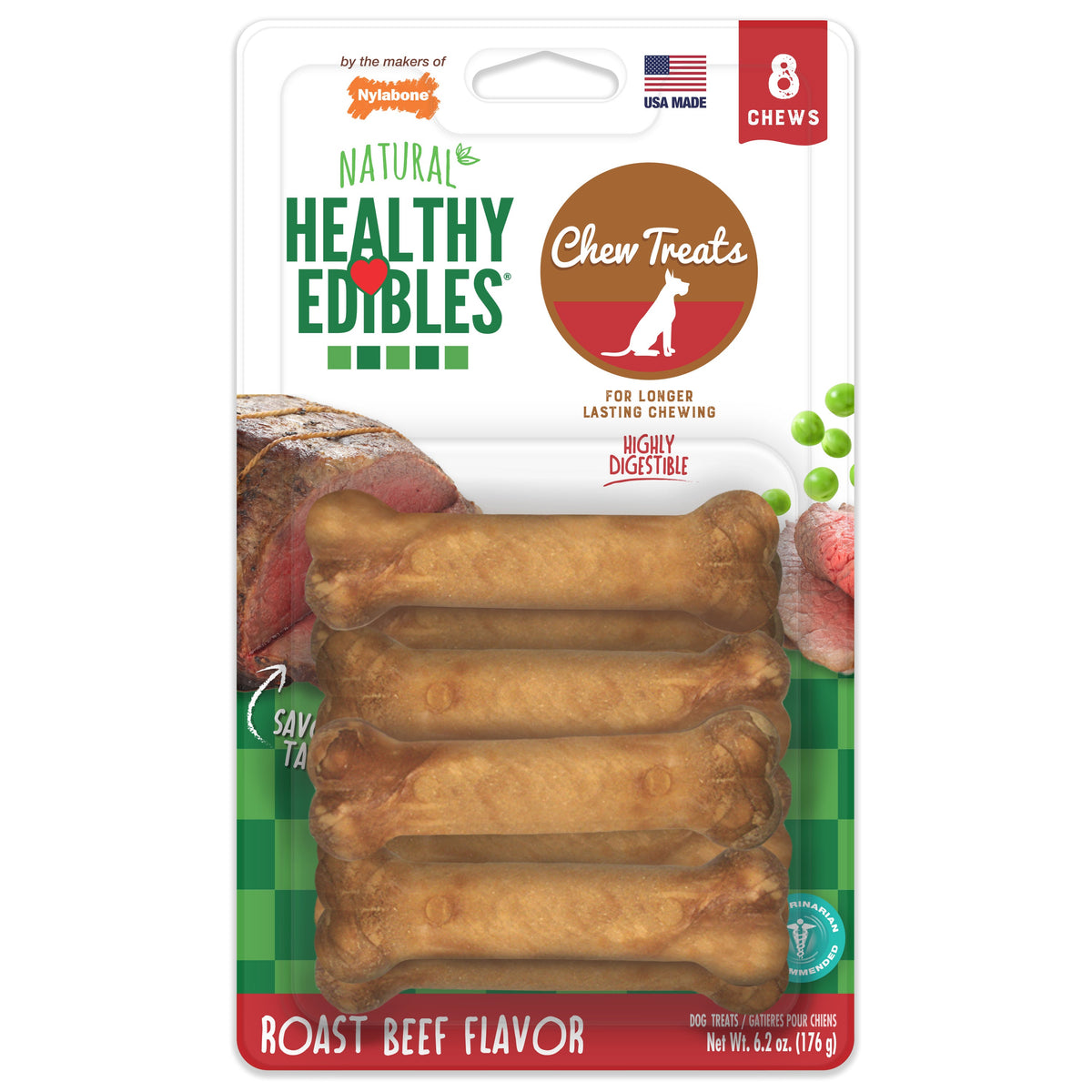 Nylabone Healthy Edibles Longer Lasting Roast Beef Petite 8ct