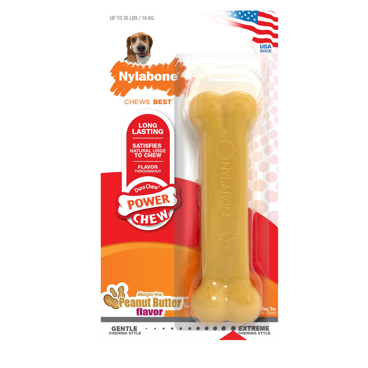 Nylabone Dura Chew Peanut Butter Wolf Blister Pack