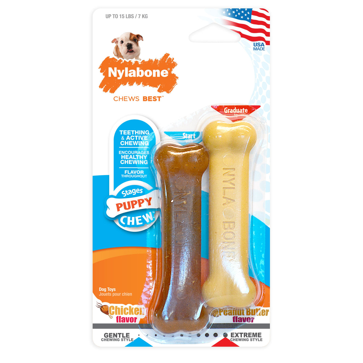 Nylabone Puppy Twin Pack Peanut Butter and Chicken Petite