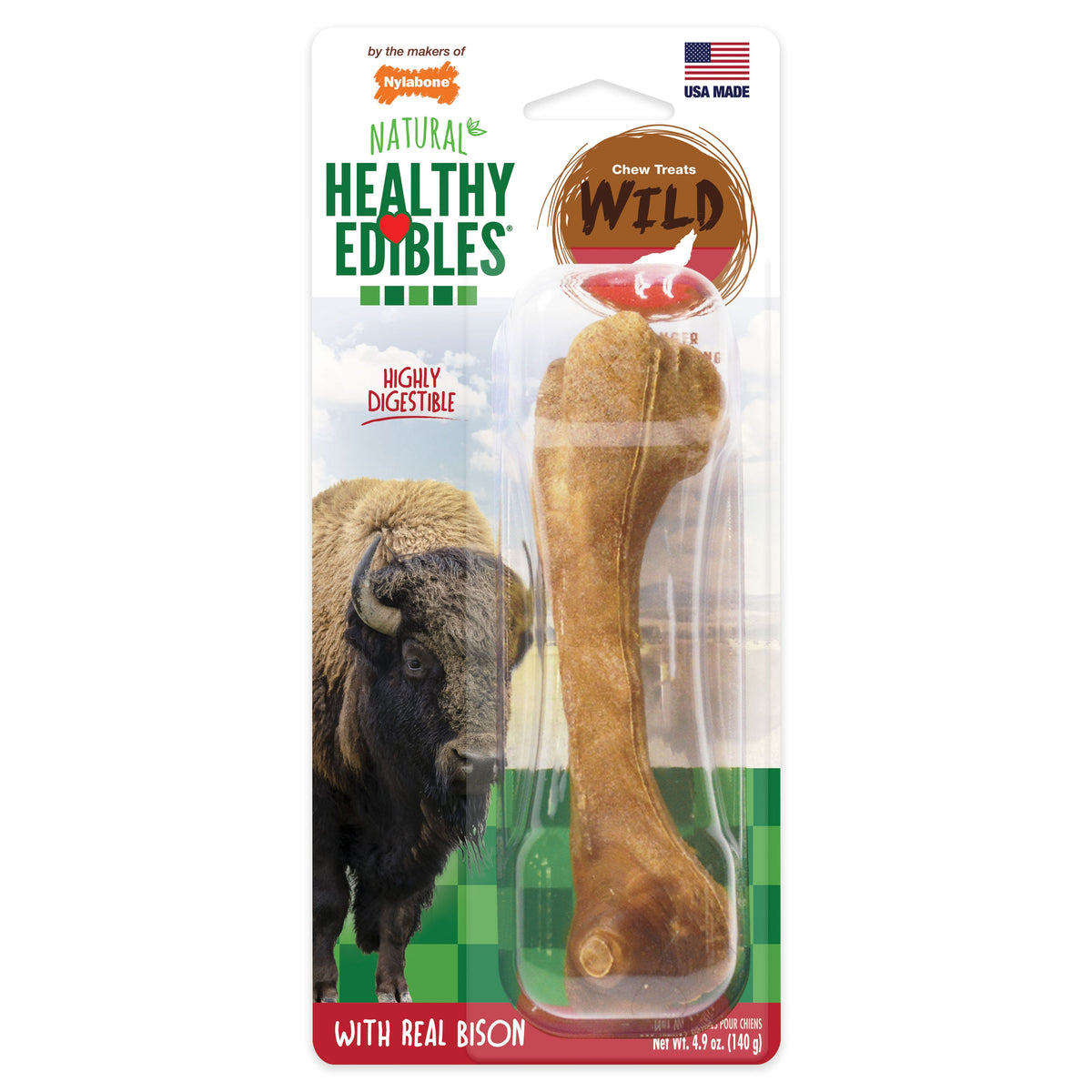 Nylabone Healthy Edibles Wild Bison Bone Large