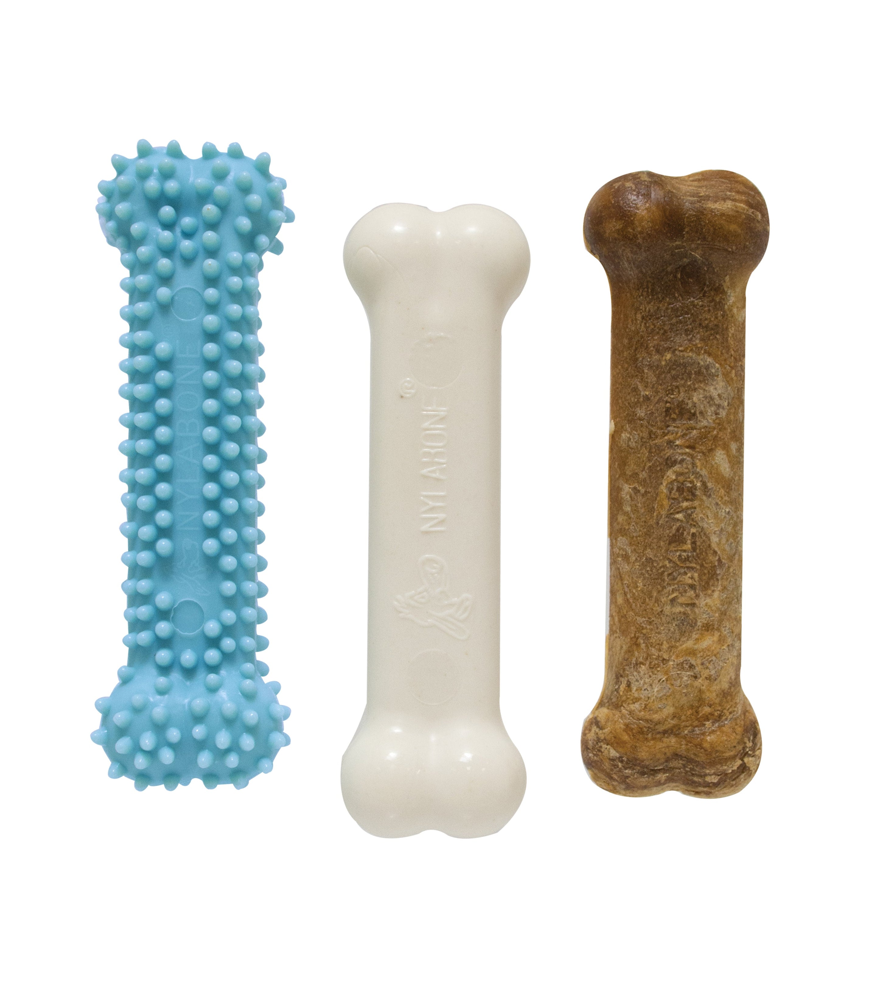 Nylabone Puppy Chew Variety Toy  Treat Triple Pack 3 count, SMall/Regular  Up To 25 Ibs.