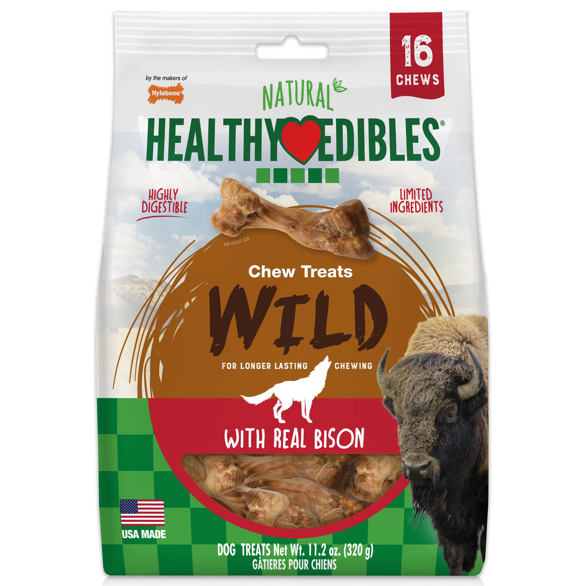 Nylabone Healthy Edibles Wild Bison Value Bag Small 16pk