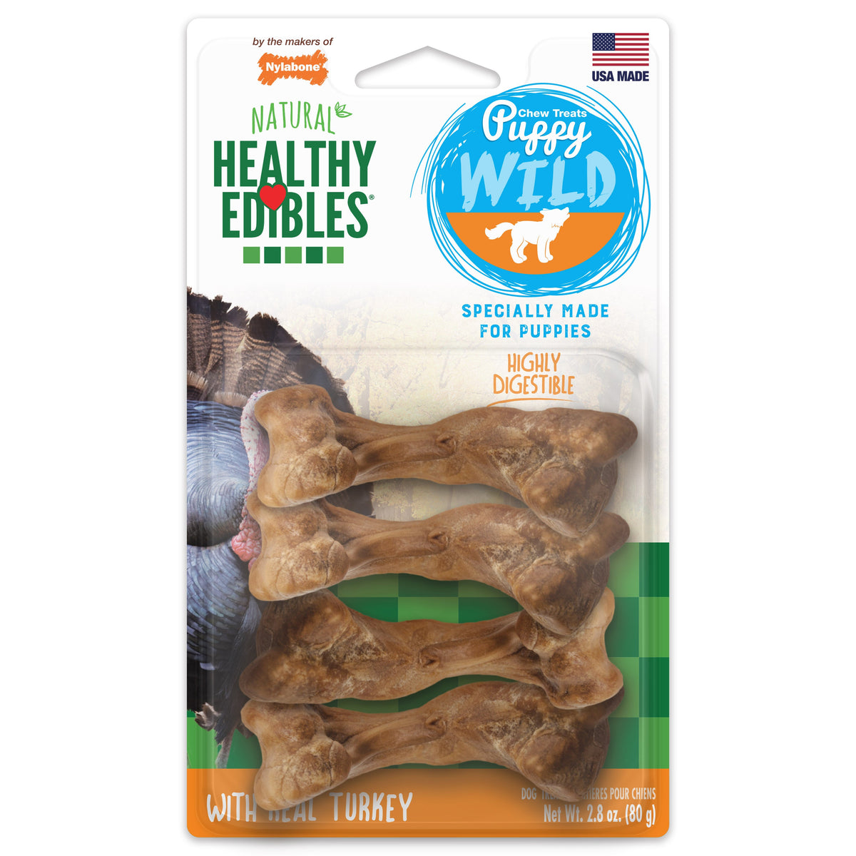 Nylabone Healthy Edibles Puppy Wild Turkey Small 4pk