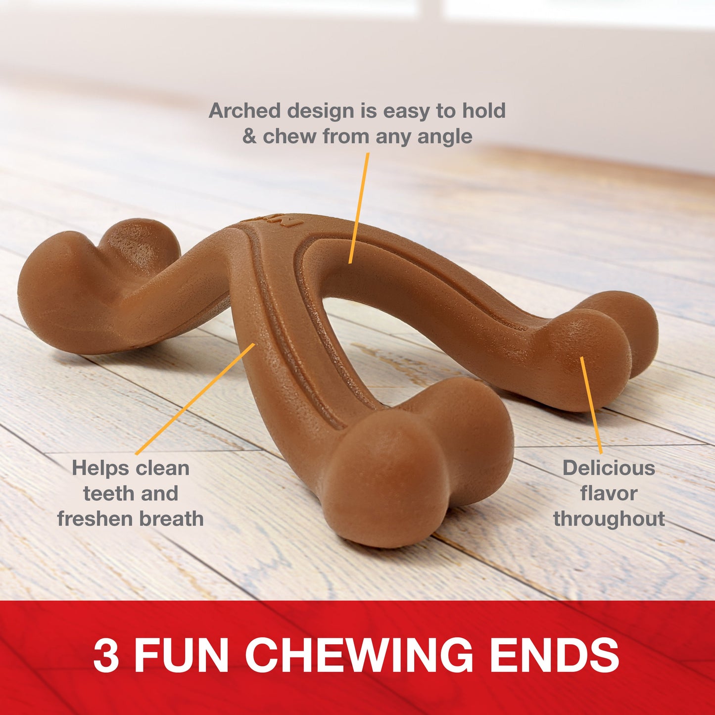 Nylabone Ergonomic Hold  Chew Wishbone Power Chew Durable Dog Toy Bison, 1ea/Large/Giant  Up To 50 lb