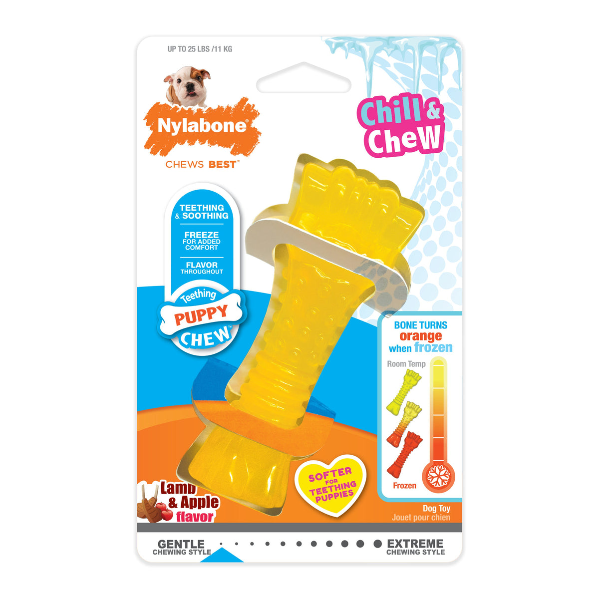 Nylabone Chill & Chew Color Change Puppy Mini Souper Bone Lamb & Apple