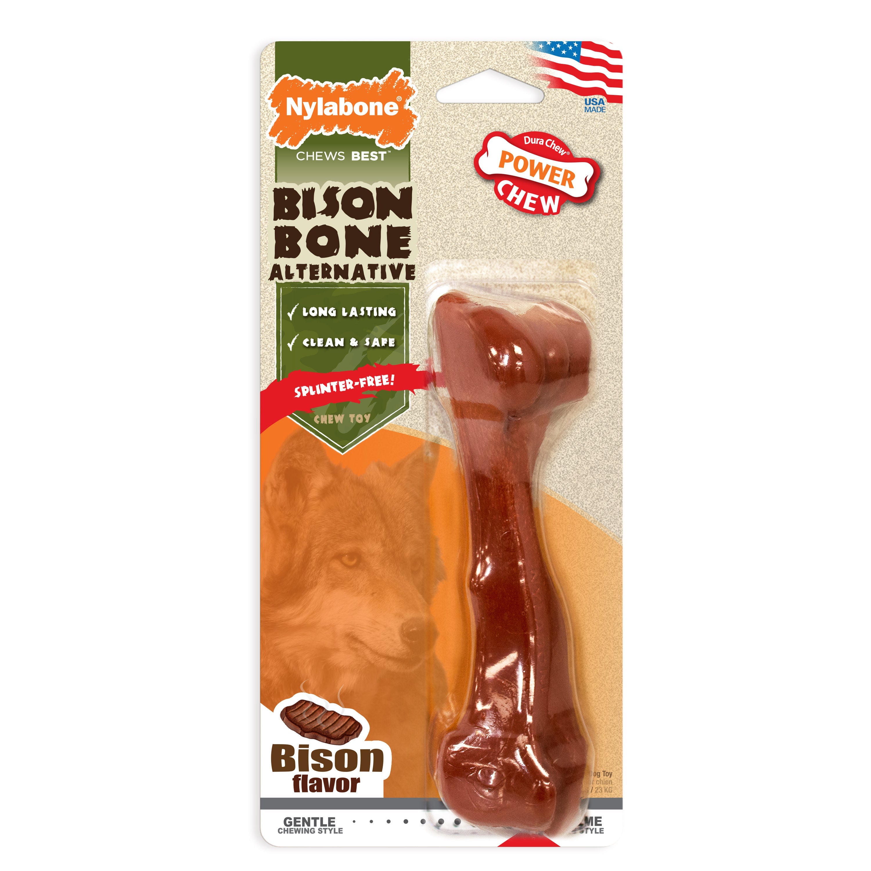 Nylabone Power Chew Bison Bone Alternative Nylon Chew Toy Bison, 1ea/Large/Giant  Up To 50 Lbs. 1 ct