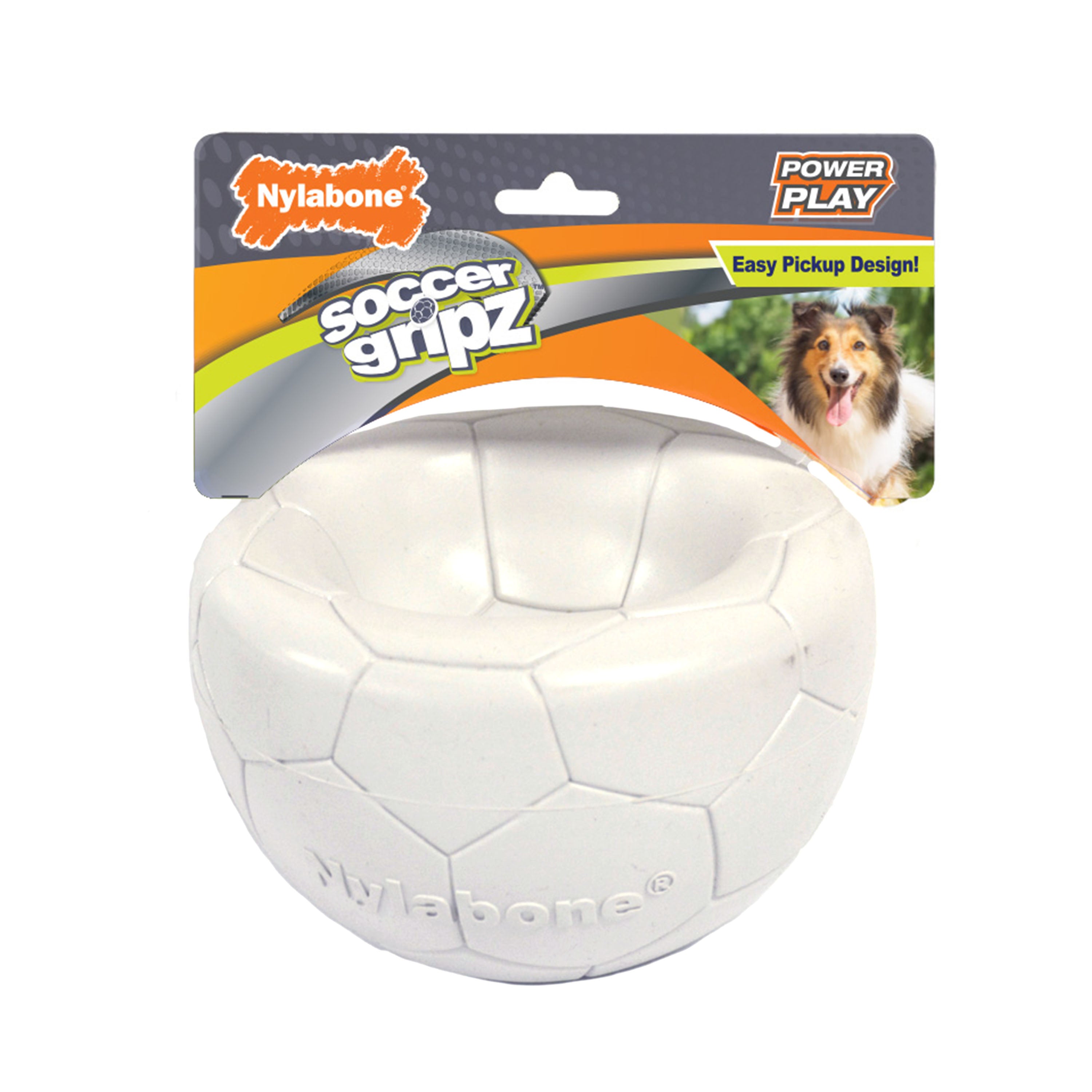 Nylabone Power Play Gripz Dog Soccer Ball Toy 1ea/Medium/Wolf  Up To 35 Lbs. 1 ct