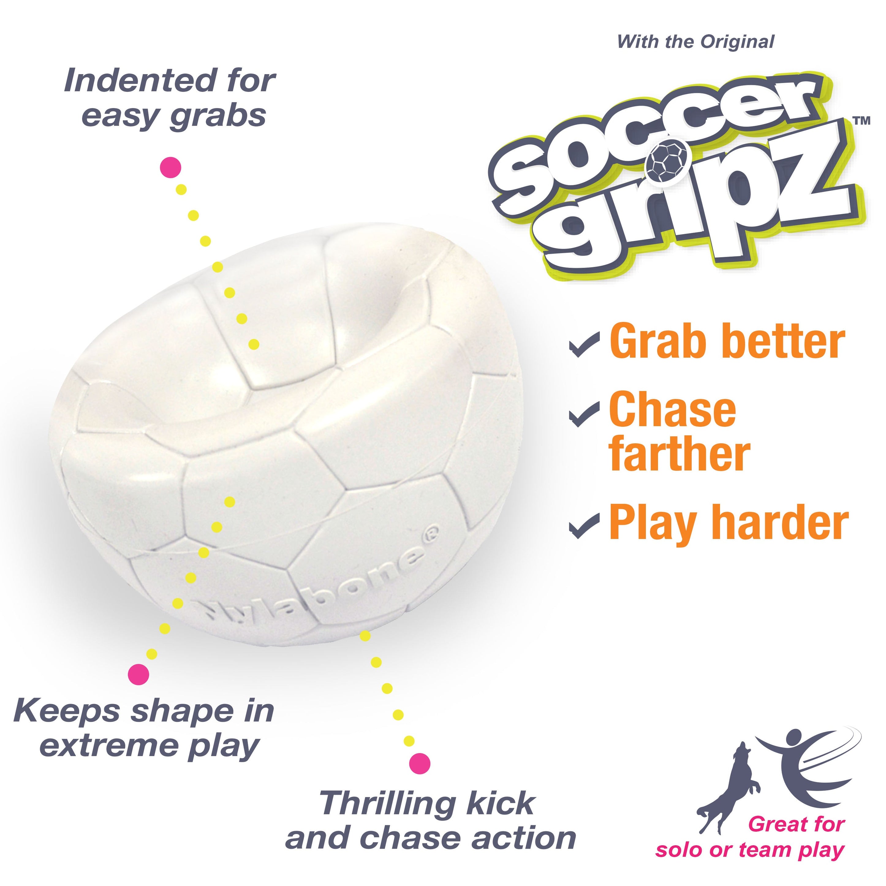 Nylabone Power Play Gripz Dog Soccer Ball Toy 1ea/Medium/Wolf  Up To 35 Lbs. 1 ct