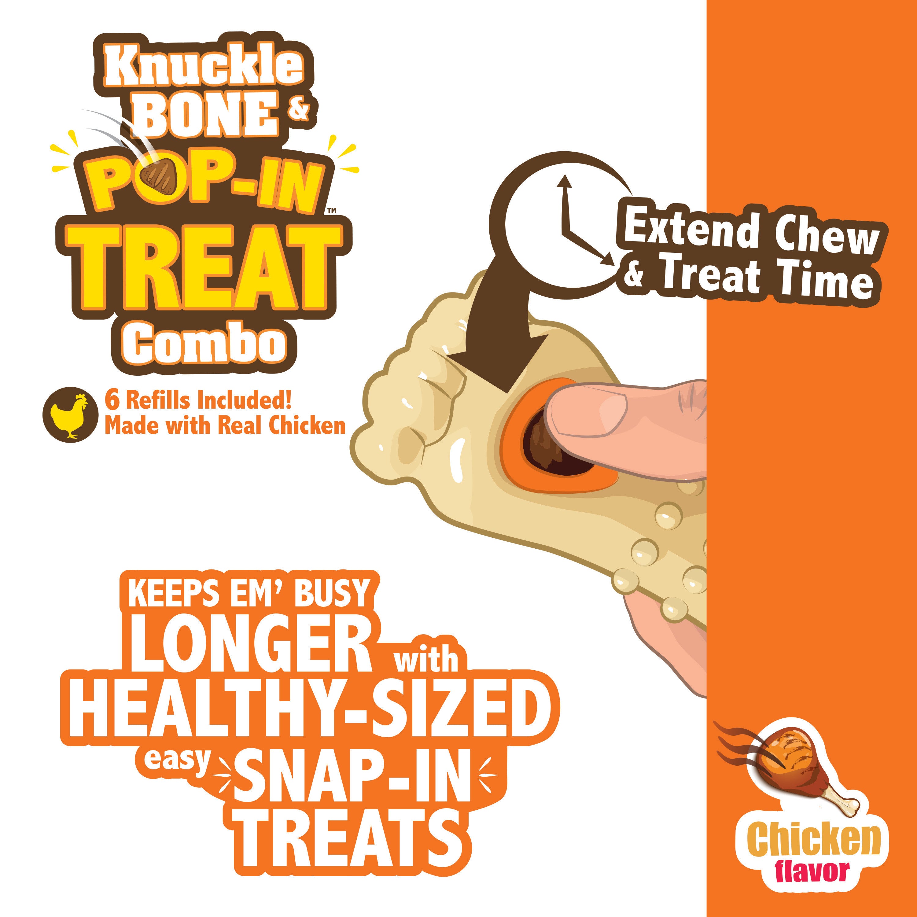 Nylabone AllNatural PopIn Dog Treat Refills Chicken, 1ea/All Sizes 30 ct