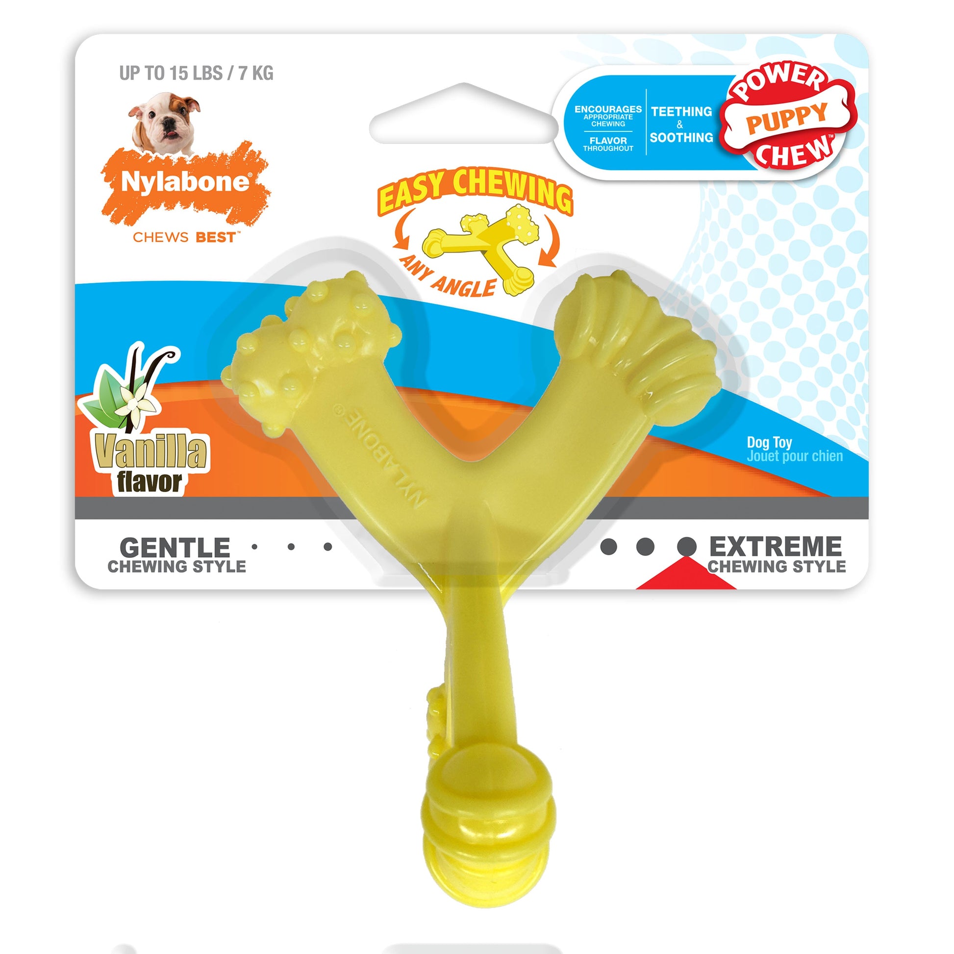 Nylabone Puppy Power Chew Axis Bone Nylon Chew Toy Vanilla, 1ea/SMall/Regular  Up To 25 Ibs. 1 ct