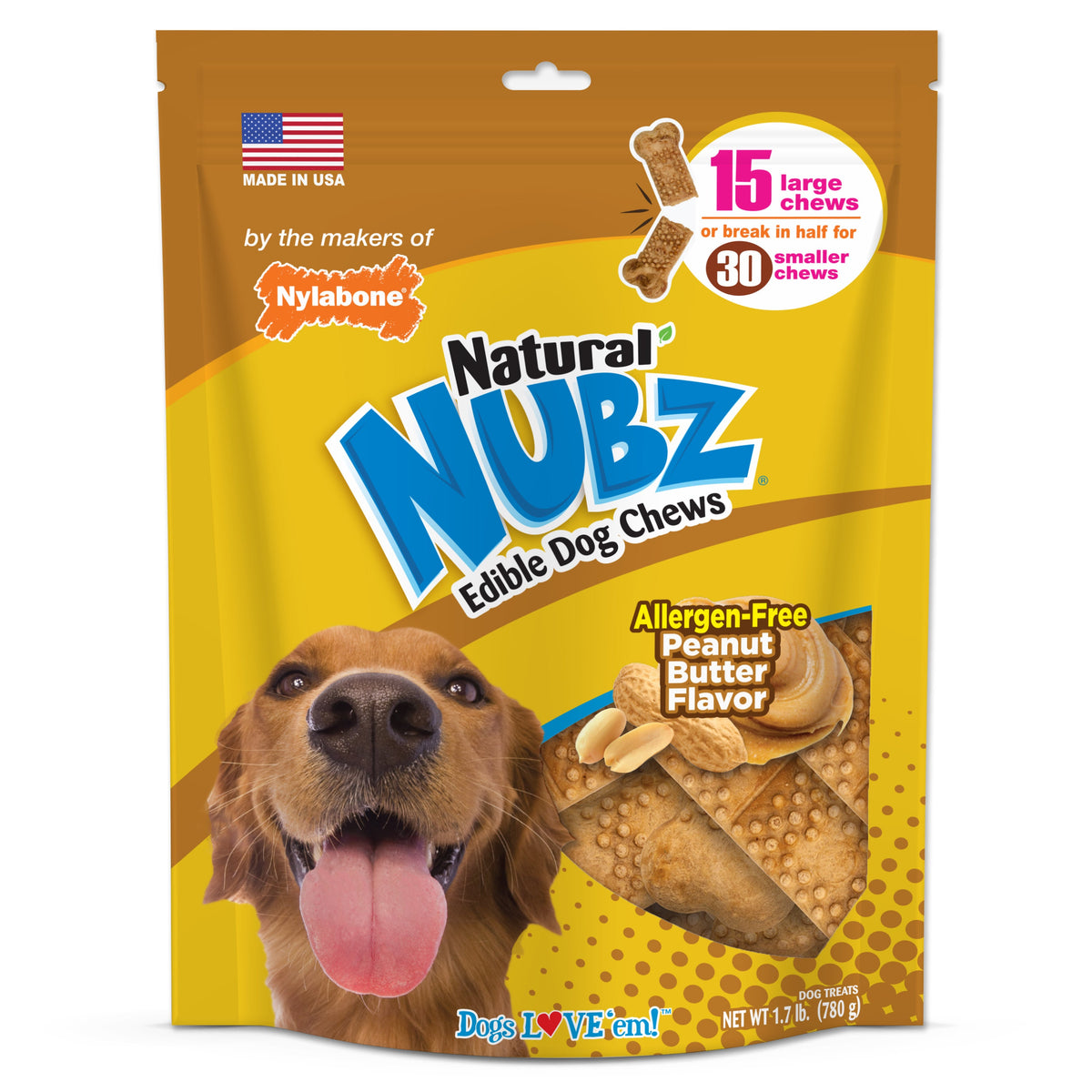 Nylabone Nubz Peanut Butter Large 15ct