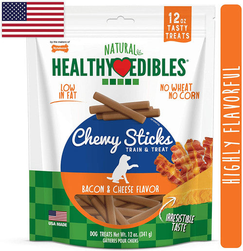 Nylabone Healthy Edibles Chewy Dog Treat Sticks Bacon & Cheese 1ea/12 oz