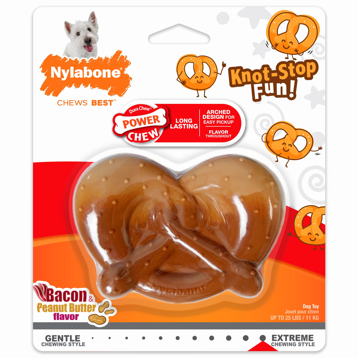 Nylabone Dura Chew Power Chew Pretzel Bacon & Peanut Butter Small/Regular
