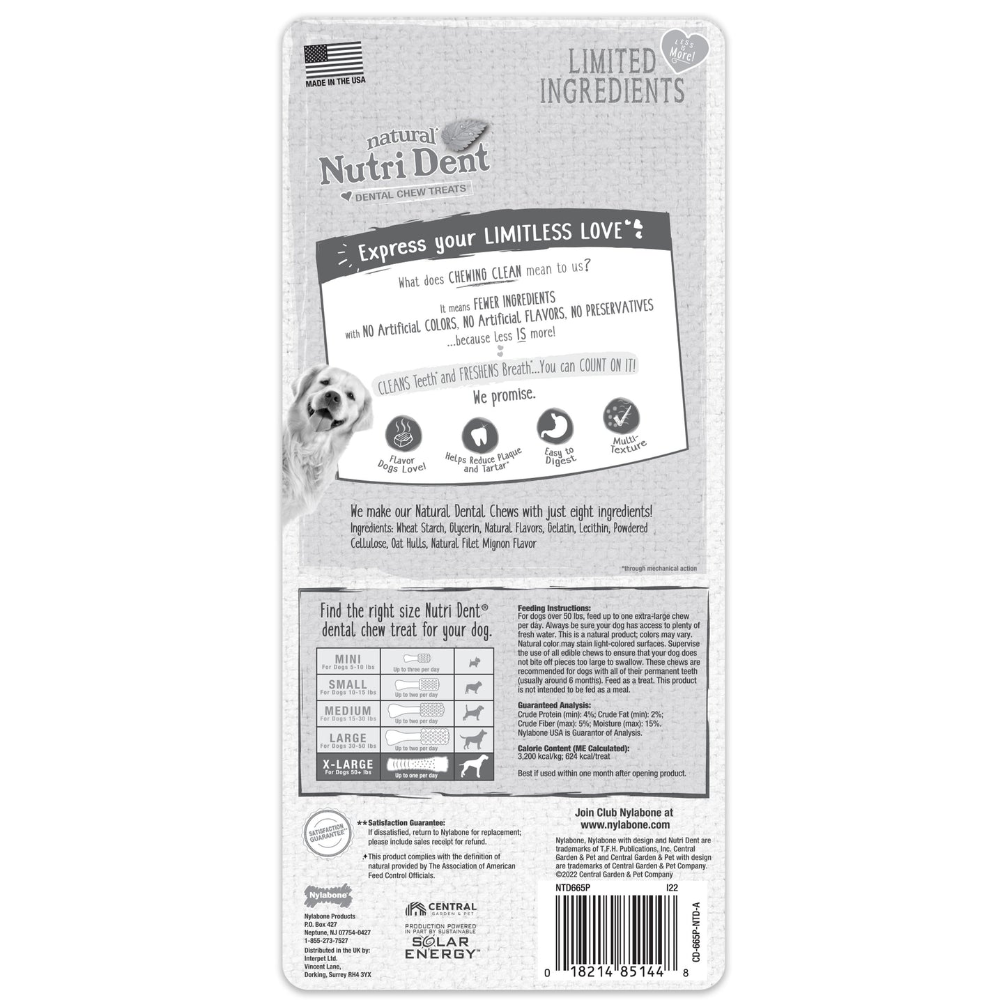 Nylabone Nutri Dent Filet Mignon Dog Dental Chews Filet Mignon, 1ea/XL/Souper  50 Lbs. 1 ct