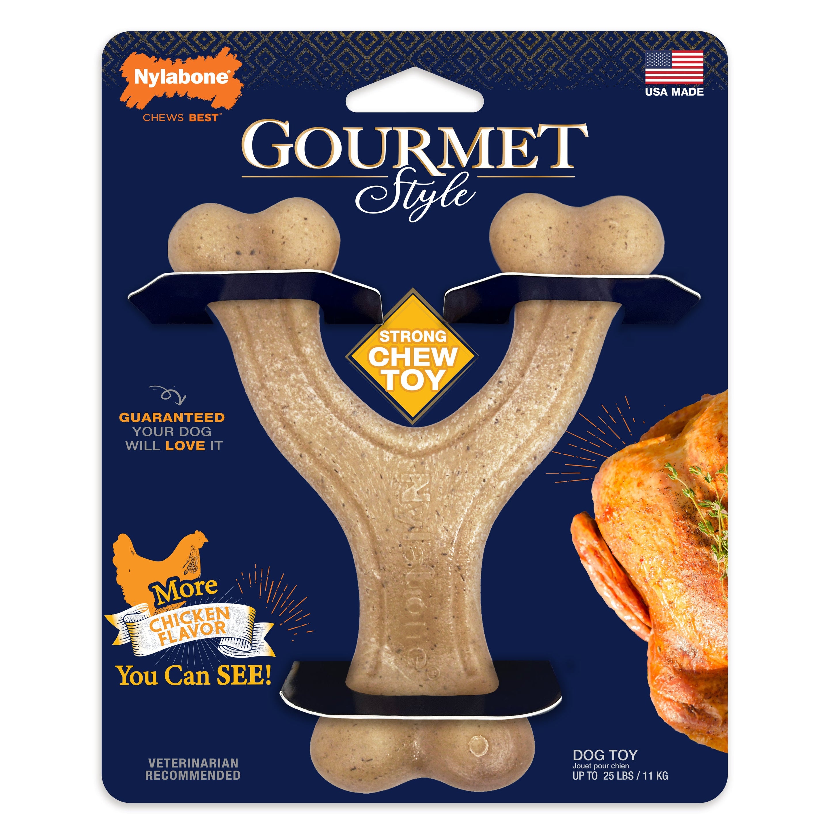 Nylabone Gourmet Style Strong Chew Wishbone Dog Chew Toy Chicken, 1ea/SMall/Regular  Up To 25 Ibs. 1 ct