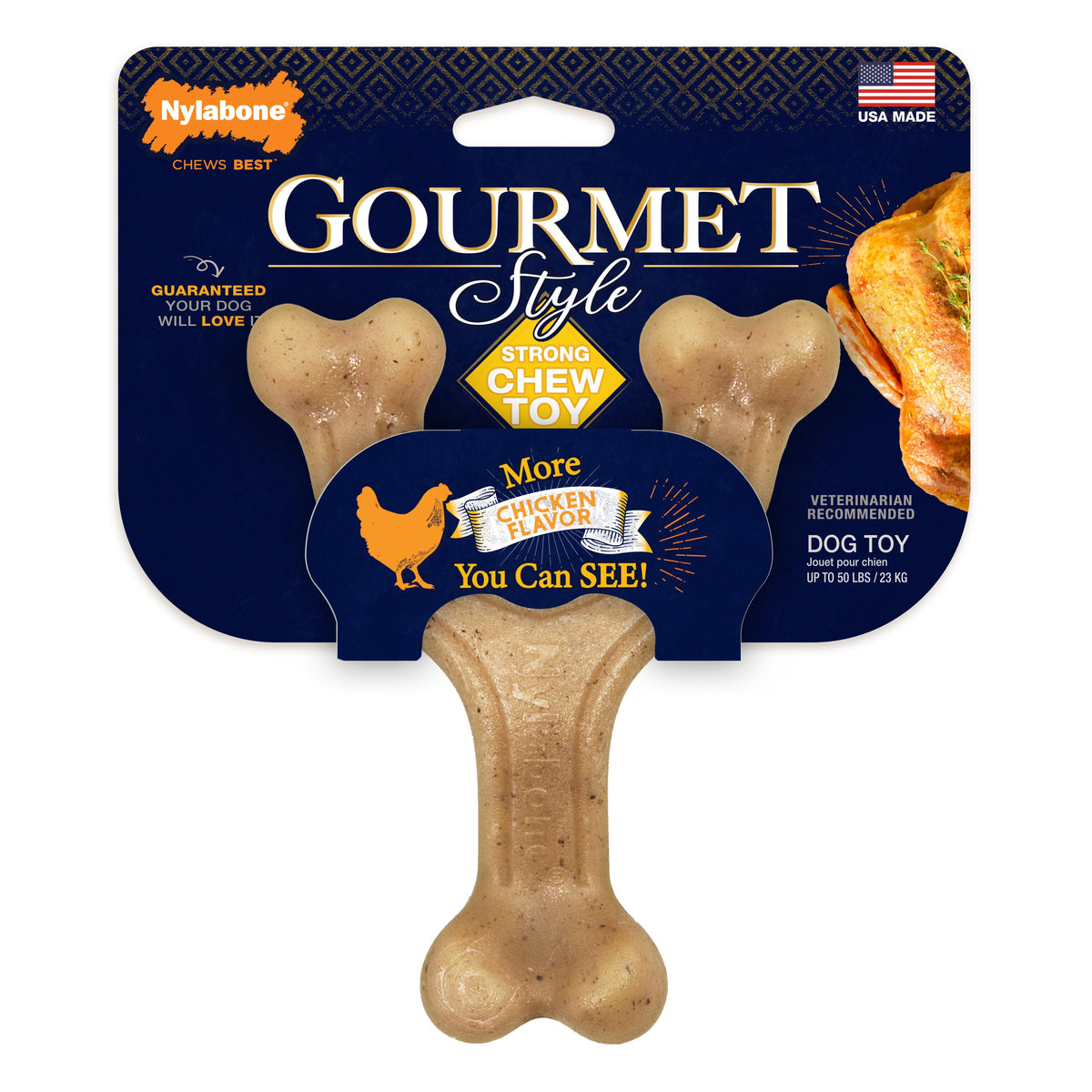 Nylabone Gourmet Style Strong Chew Wishbone Dog Toy Chicken Large/Giant