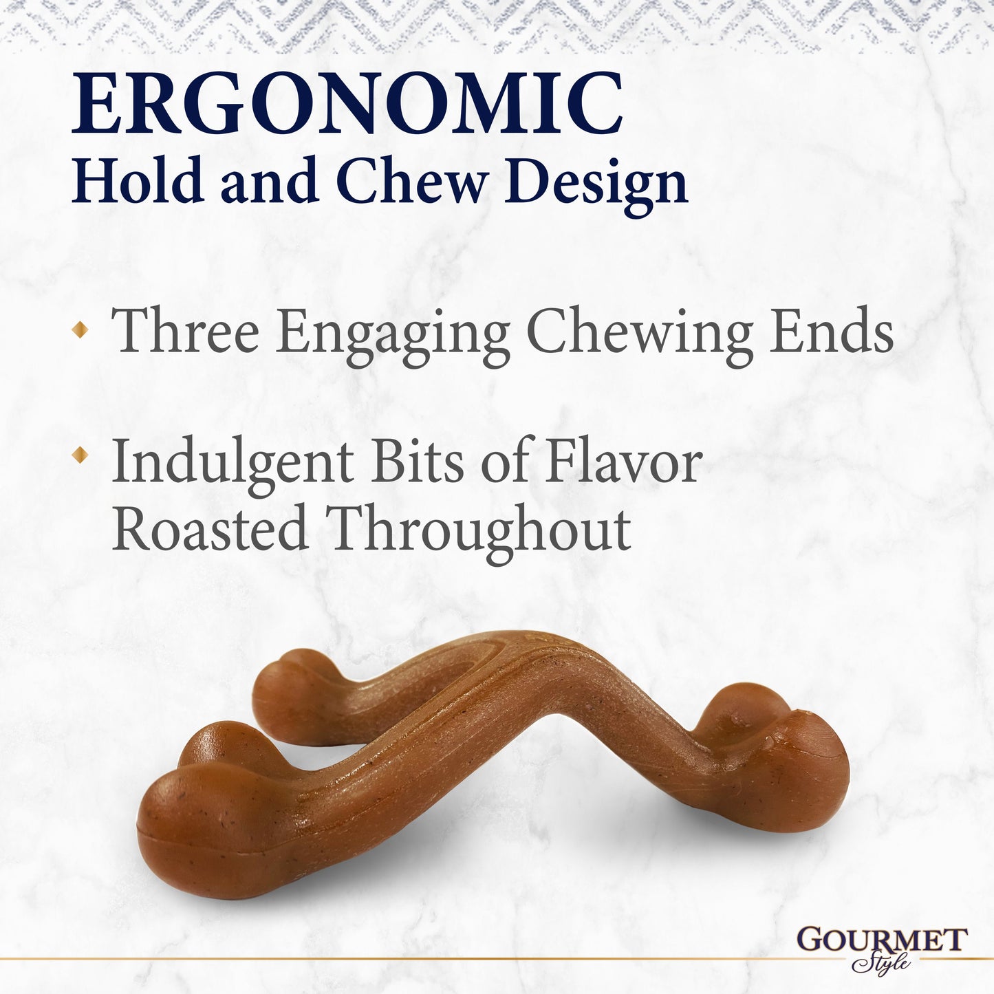 Nylabone Gourmet Style Strong Chew Wishbone Dog Chew Toy Bacon, 1ea/Large/Giant  Up To 50 Lbs. 1 ct