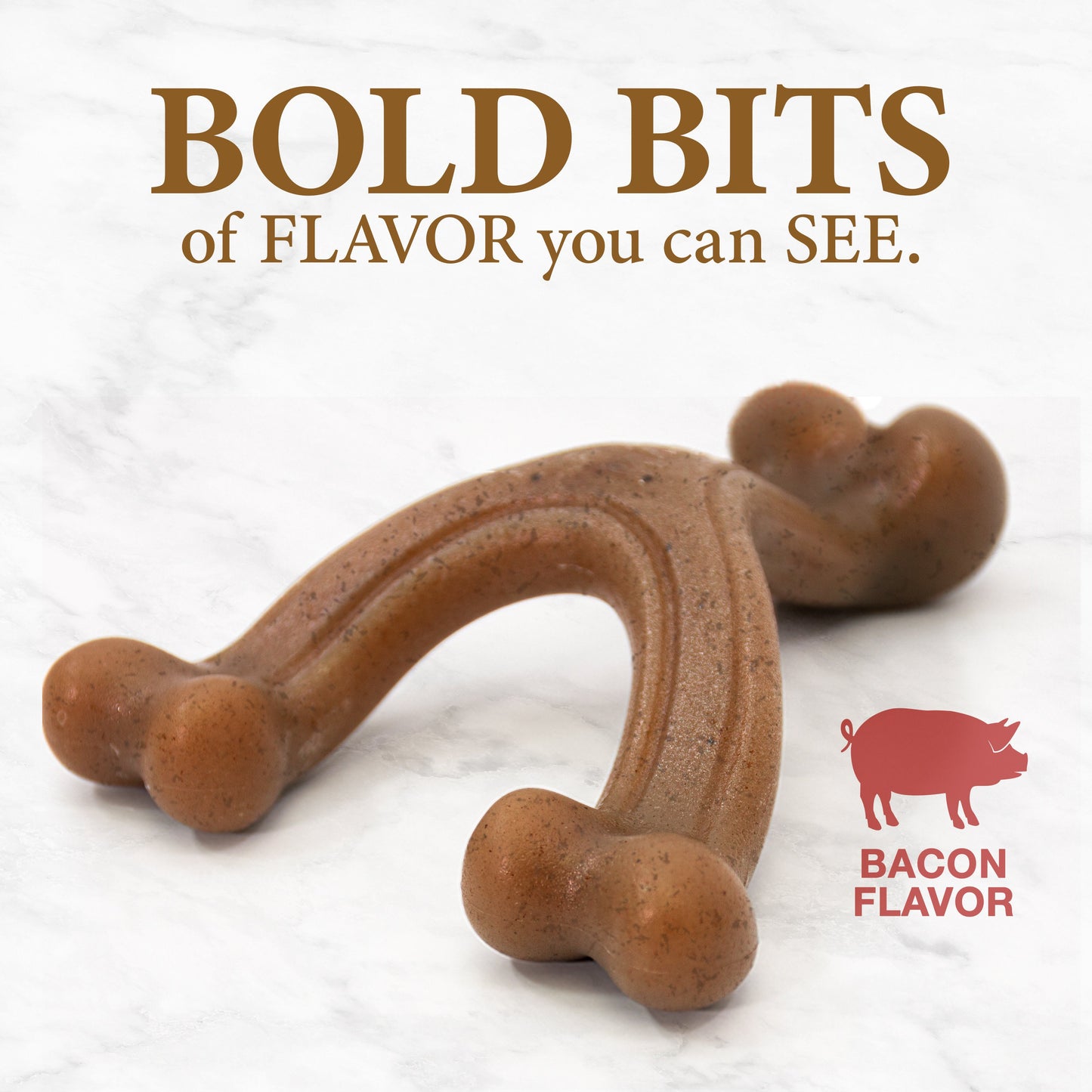 Nylabone Gourmet Style Strong Chew Wishbone Dog Chew Toy Bacon, 1ea/Large/Giant  Up To 50 Lbs. 1 ct