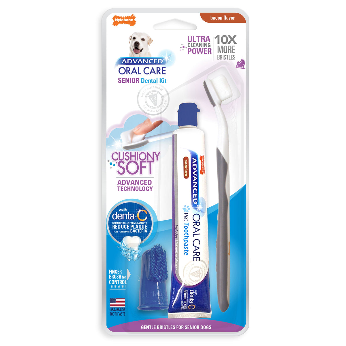 Nylabone Advanced Oral Care Senior Dog Dental Kit with Soft-Bristle Toothbrush