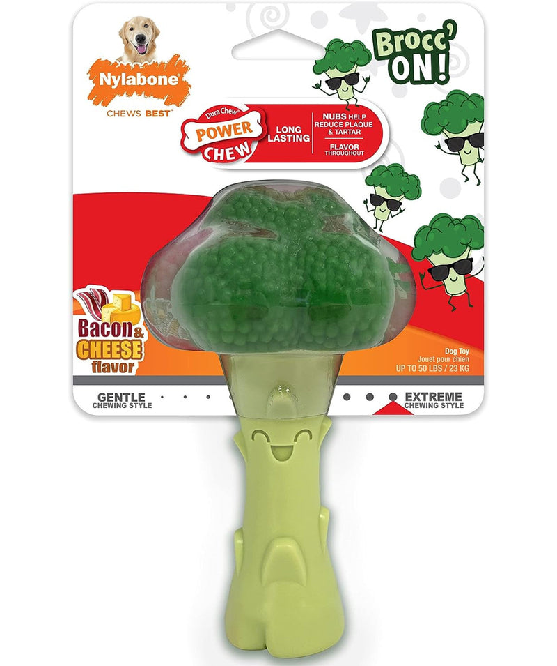 Nylabone Power Chew Broccoli Dog Toy Bacon  Cheese, 1ea/Large/Giant  Up To 50 Lbs. 1 ct