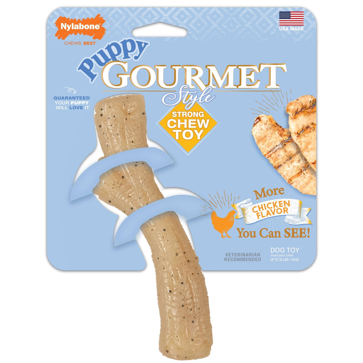 Nylabone Gourmet Style Strong Stick Puppy Chew Toy Chicken, 1ea/Medium/Wolf  Up To 35 Lbs. 1 ct